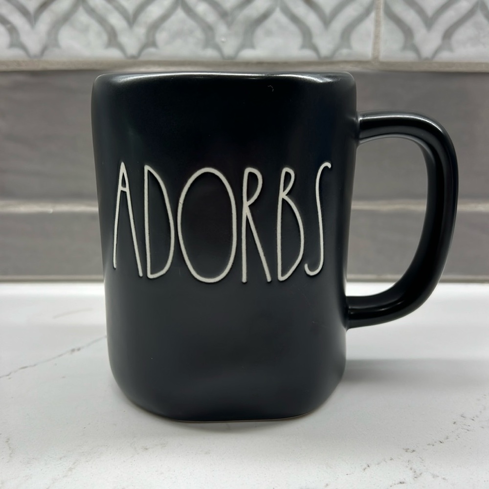 Black Rae Dunn Mug with ‘ADORBS’
